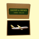 Bassin and Brown Airplane Tie Bar - Silver and Gold