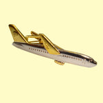 Bassin and Brown Airplane Tie Bar - Silver and Gold