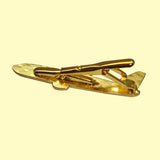 Bassin and Brown Airplane Tie Bar - Silver and Gold