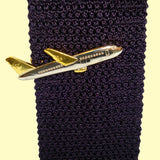 Bassin and Brown Airplane Tie Bar - Silver and Gold
