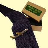 Bassin and Brown Airplane Tie Bar - Silver and Gold
