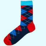 Bassin and Brown Argyle Socks - Red, Blue, Navy and Turquoise