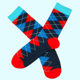 Bassin and Brown Argyle Socks - Red, Blue, Navy and Turquoise