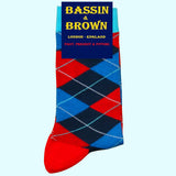 Bassin and Brown Argyle Socks - Red, Blue, Navy and Turquoise