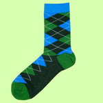 Bassin and Brown Argyle Socks - Green and Blue