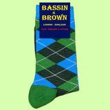 Bassin and Brown Argyle Socks - Green and Blue
