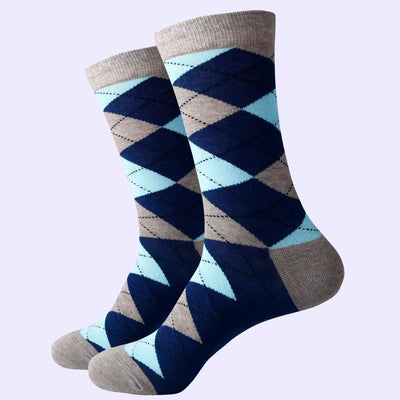 Bassin and Brown Argyle Socks Grey/Navy/Light Blue
