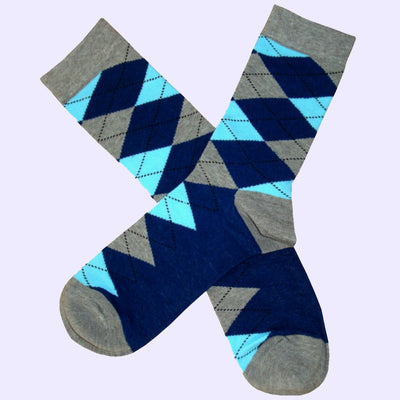 Bassin and Brown Argyle Socks Grey/Navy/Light Blue