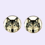 Bassin and Brown Arctic Wolf Round Cufflinks