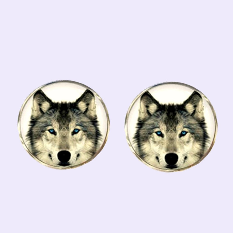 Bassin and Brown Arctic Wolf Round Cufflinks