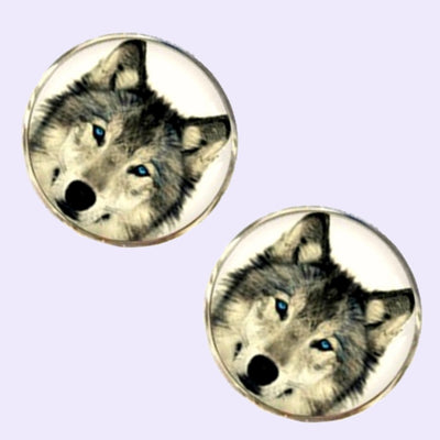 Bassin and Brown Arctic Wolf Cufflinks - Grey and White
