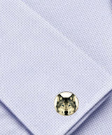 Bassin and Brown Arctic Wolf Round Cufflinks