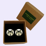 Bassin and Brown Arctic Wolf Round Cufflinks