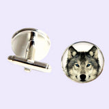 Bassin and Brown Arctic Wolf Round Cufflinks