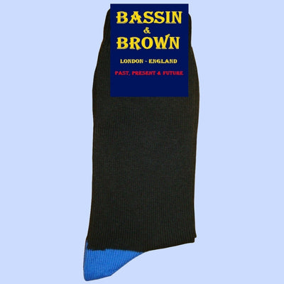 Bassin and Brown Heel & Toe Cotton Socks - Black and Blue