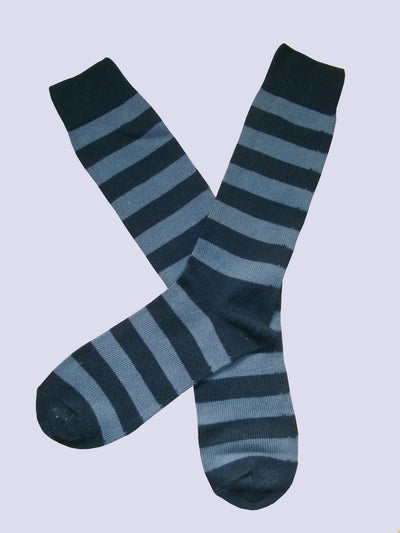 Bassin and Brown Hooped Stripe Cotton Socks - Black and Grey