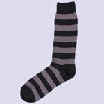 Bassin and Brown Hooped Stripe Cotton Socks - Black and Grey
