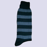 Bassin and Brown Hooped Stripe Cotton Socks - Black and Grey