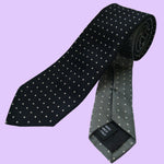 Bassin and Brown Two Colour Spot Woven Silk Tie Black/Grey