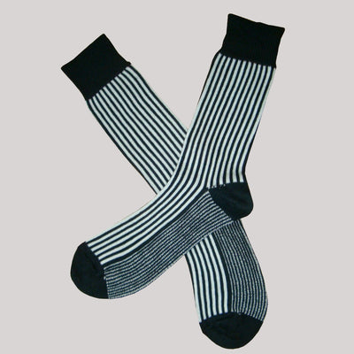 Bassin and Brown Black/White Vertical Stripe Cotton Socks