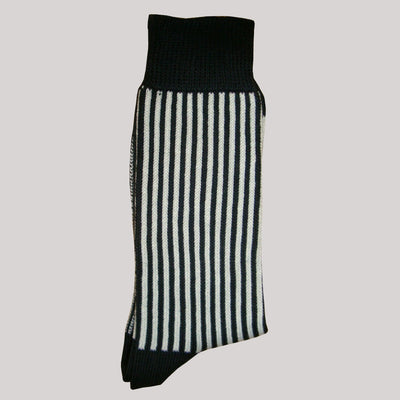 Bassin and Brown Black/White Vertical Stripe Cotton Socks