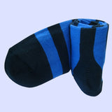 Bassin and Brown - Hooped Stripe Cotton Socks - Royal Blue and Black