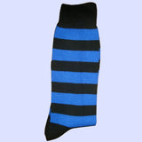 Bassin and Brown - Hooped Stripe Cotton Socks - Royal Blue and Black