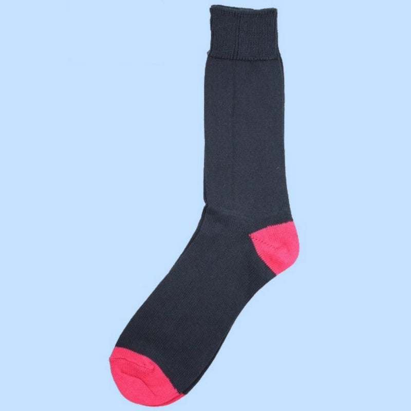 Bassin and Brown Heel & Toe Cotton Socks - Charcoal and Pink