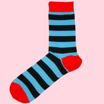 Bassin and Brown Hooped Stripe and Heel and Toe Socks - Blue, Black and Red