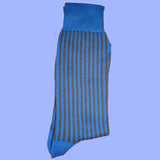 Bassin and Brown - Vertical Stripe Cotton Socks - Blue and Grey