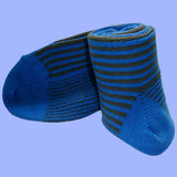Bassin and Brown - Vertical Stripe Cotton Socks - Blue and Grey