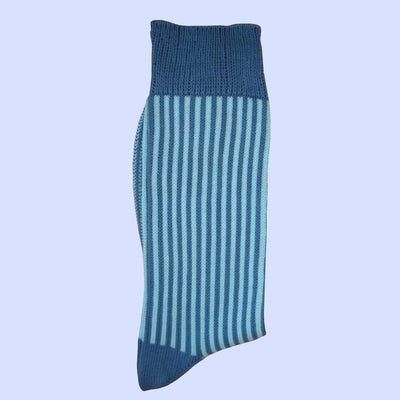 Bassin and Brown - Vertical Stripe Cotton Socks - Blue and Light Blue