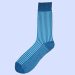 Bassin and Brown - Vertical Stripe Cotton Socks - Blue and Light Blue