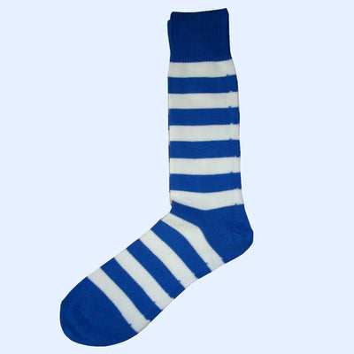 Bassin and Brown Hooped Stripe Cotton Socks - Blue and White