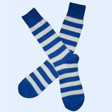 Bassin and Brown Hooped Stripe Cotton Socks - Blue and White