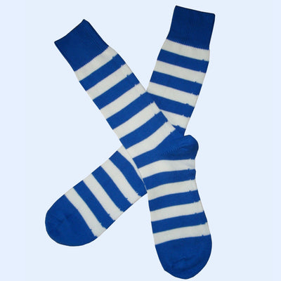 Bassin and Brown Hooped Stripe Cotton Socks - Blue and White