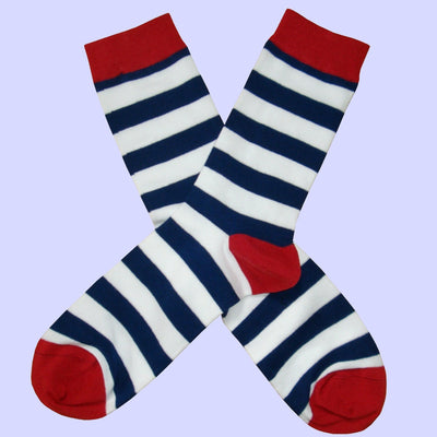 Bassin and Brown Hooped Stripe and Heel and Toe Socks Navy/White