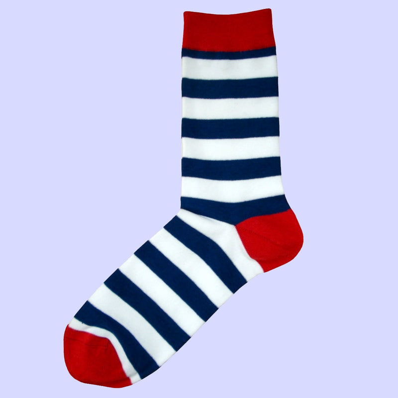 Bassin and Brown Hooped Stripe and Heel and Toe Socks - Navy and White