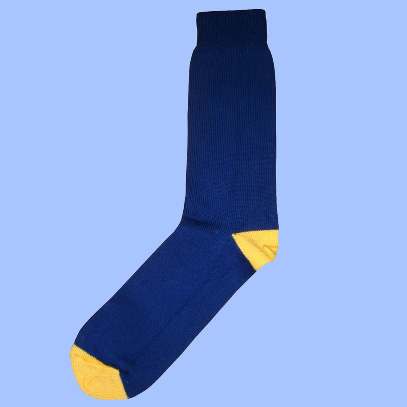 Bassin and Brown Contrast Heel & Toe Cotton Socks – Navy and Yellow