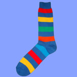 Bassin and Brown Blue Multi Stripe Cotton Socks
