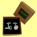 Bassin and Brown Silver Bottle Opener and Cap Cufflinks