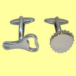 Bassin and Brown Silver Bottle Opener and Cap Cufflinks