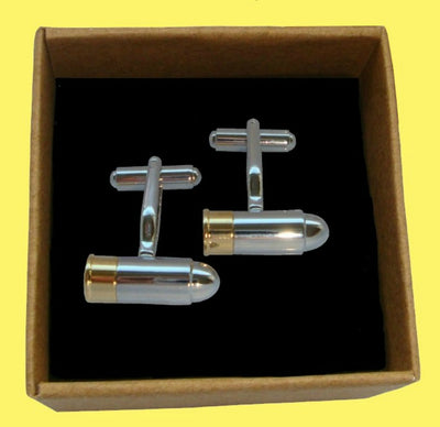 Bassin and Brown Bullet Cufflinks - Silver and Gold