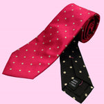 Bassin and Brown Two Colour Spot Woven Silk Tie Pink/Black