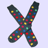 Bassin and Brown Multi Colour Spotted Cotton Socks - Grey Base