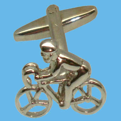 Bassin and Brown Cyclist Cufflinks - Silver