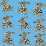 Bassin and Brown Cyclist Cufflinks - Silver