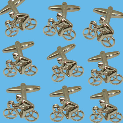 Bassin and Brown Cyclist Cufflinks - Silver