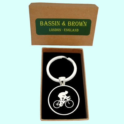 Bassin and Brown  Black and White Cyclist Keyring