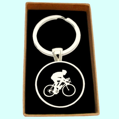 Bassin and Brown  Black and White Cyclist Keyring